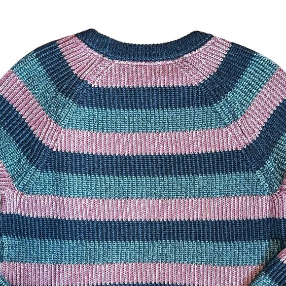 L.L. Bean Women’s Sz S Pink Blue Stripe Pullover Sweater Coastal Cotton - Picture 8 of 10